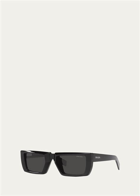 prada rectangle acetate sunglasses - black|Prada rectangular sunglasses.